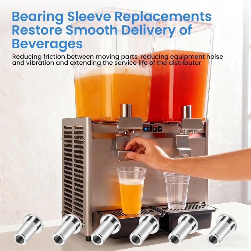 Ulreon 6 Pack 3220 Bearing Sleeve Replacement for Grindmaster Crathco D & E Series Beverage Dispenser Juicer Bubbler Type D15 D25 D25-4 D35 D35-4 E27 E29 E47 E49 Food-Grade 304 Stainless Steel Sleeve Bushing - Image 4